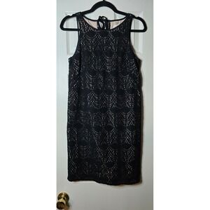 LOFT Women's Crochet Sheath Dress Sleeveless Knee Length Black Size 4